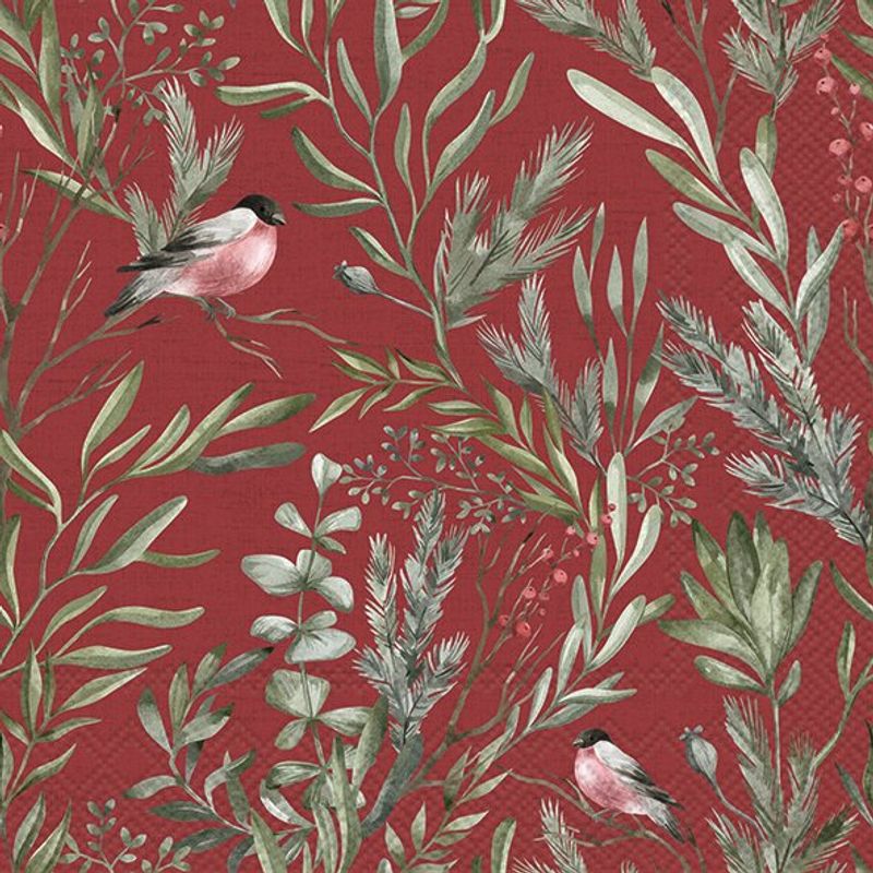 Servietter Winter Greens Red Lunch