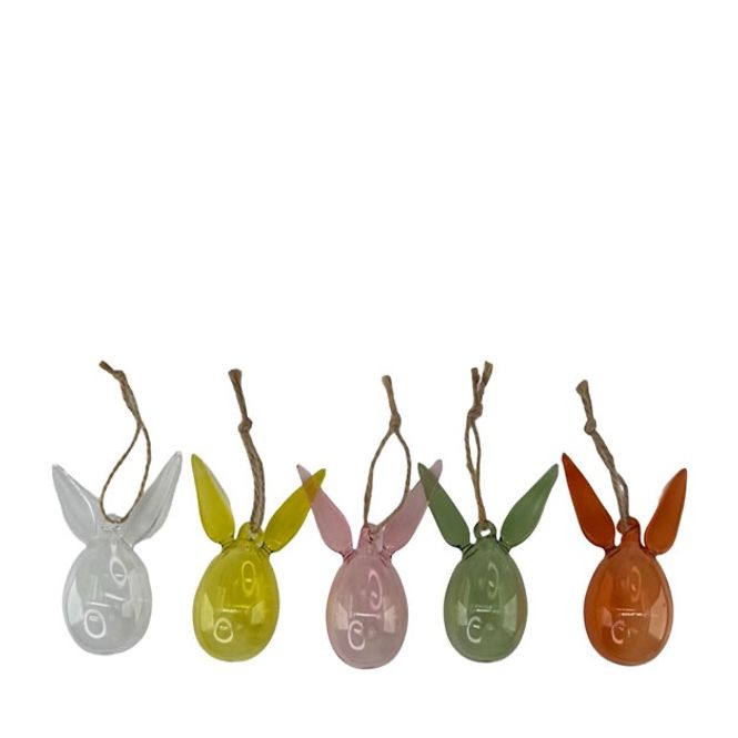 Hovedbilde Hengende Hare egg i glass 5 ass.