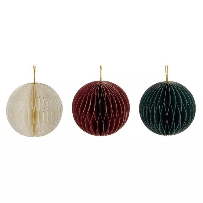 Hovedbilde Julekule papir rød/grønn/krem 8cm 3ass
