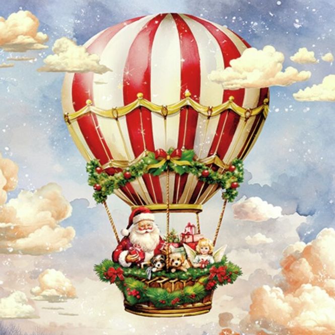 Hovedbilde Servietter lunsj - Santa´s air balloon