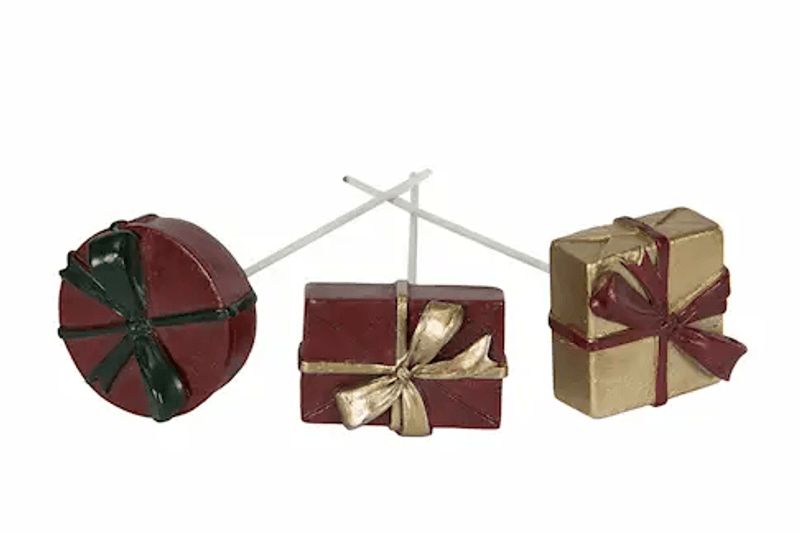 Pinne med Julepakke, L:9 cm, poly, 3 ass