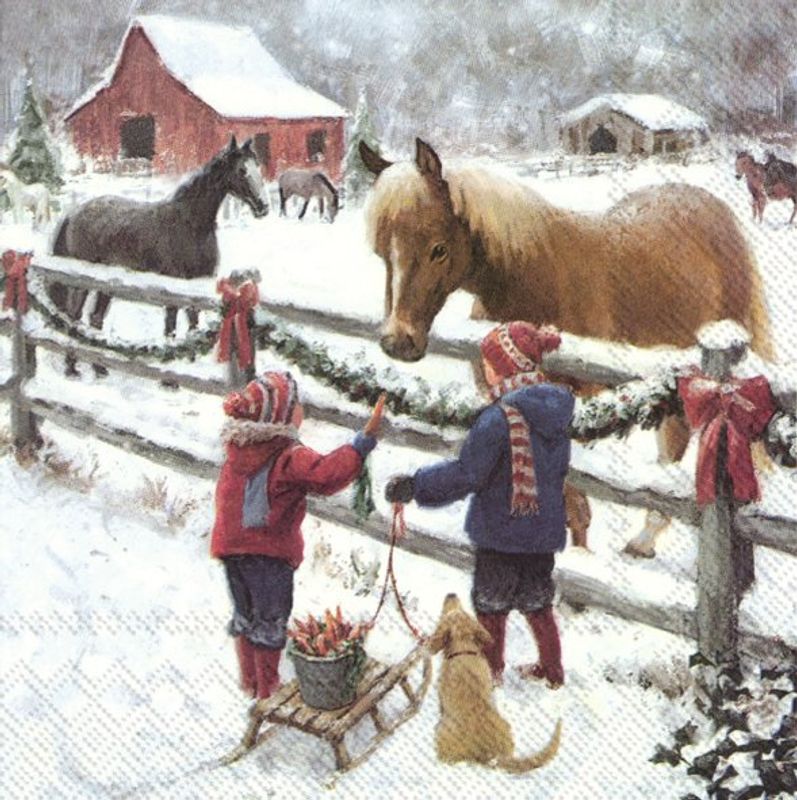Servietter Winter Horse Lunch