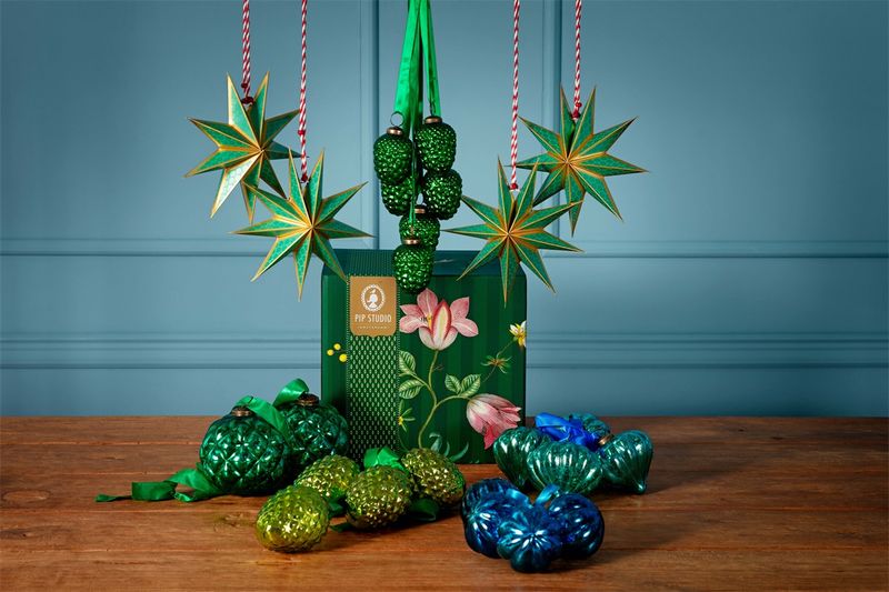 Julekule glass, Lys blå, Ø:10 cm