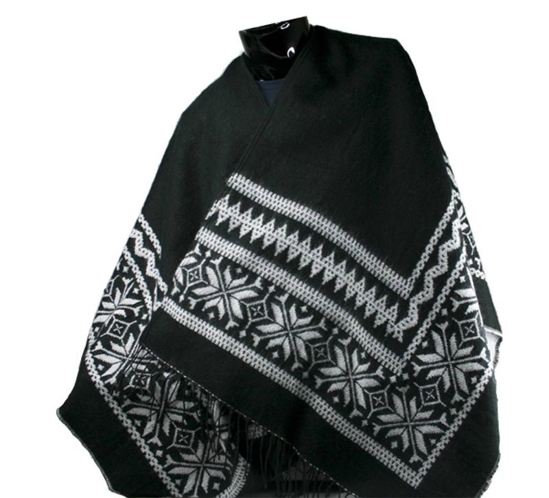 Poncho, Stjernemønster, sort