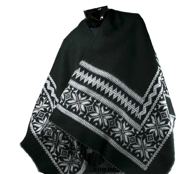 Hovedbilde Poncho, Stjernemønster, sort