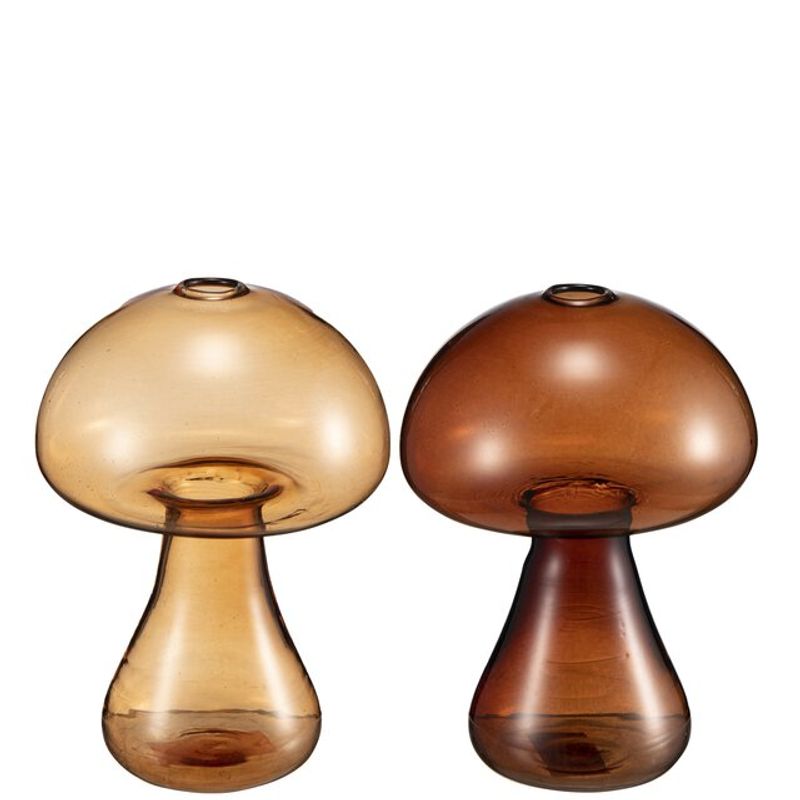 MUSHROOM Minivase 2ass D8 H11 cm amber/brown