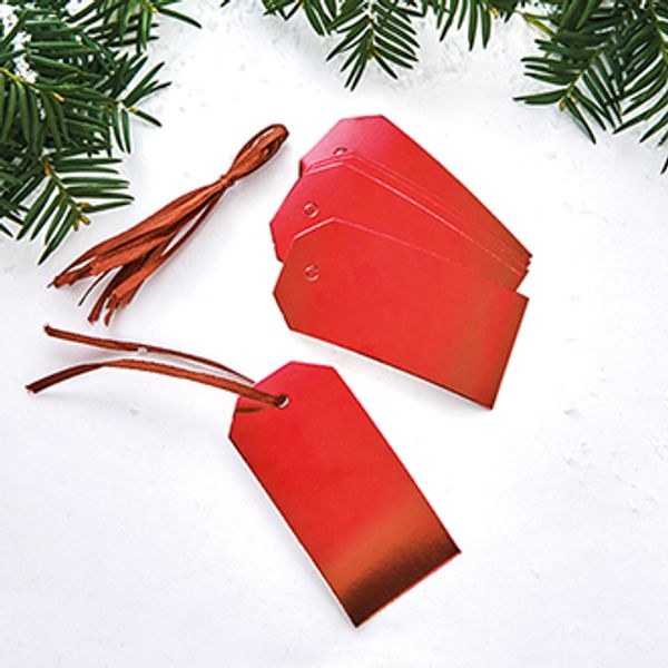 Hovedbilde Gavemerker, med snor, metallic rød – 8X4CM, ...