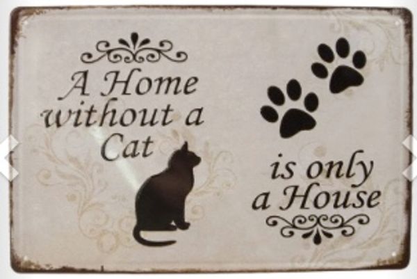 Hovedbilde Metallskilt A HOME WITHOUT A CAT..., 20 x 30 cm