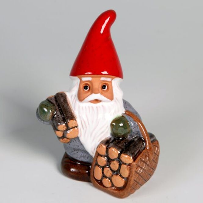 Hovedbilde Nisse (mini) med Vedkorg, 10 cm