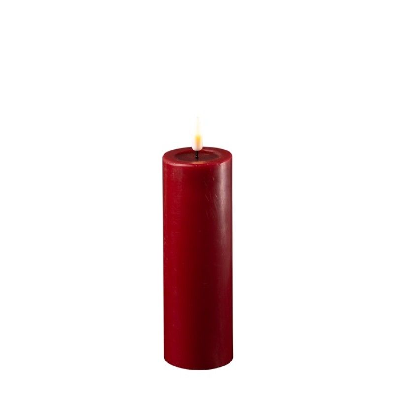 LED batteri Kubbelys, Bordeaux Rød, Ø:5 H:15 cm