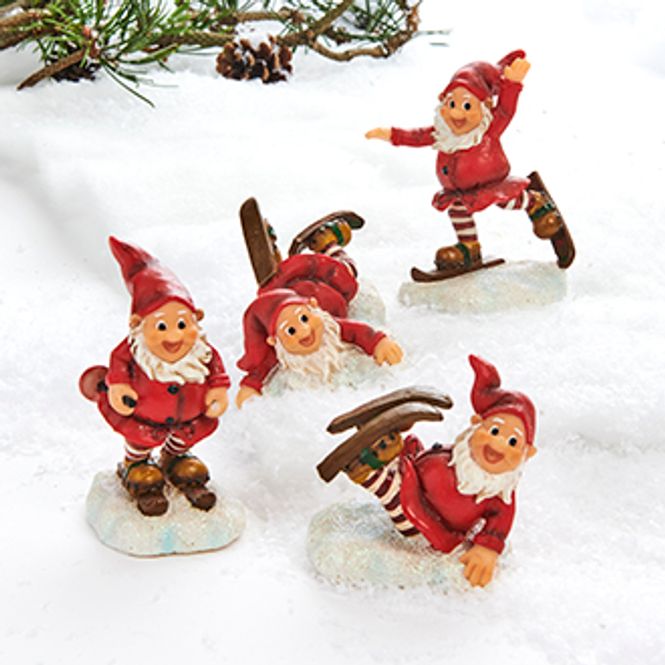 Hovedbilde Nisse på ski, 10 cm, 4 ass