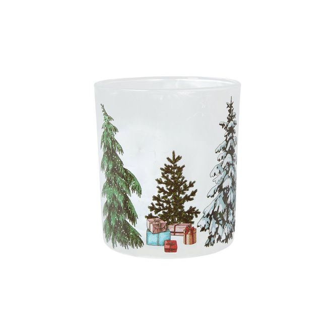 Hovedbilde Lysglass med juletre-motiv, 9x10 cm