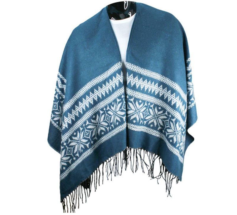 Poncho, Stjernemønster, petrol