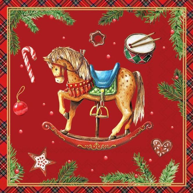 Hovedbilde Servietter lunsj - Classic rocking horse red 