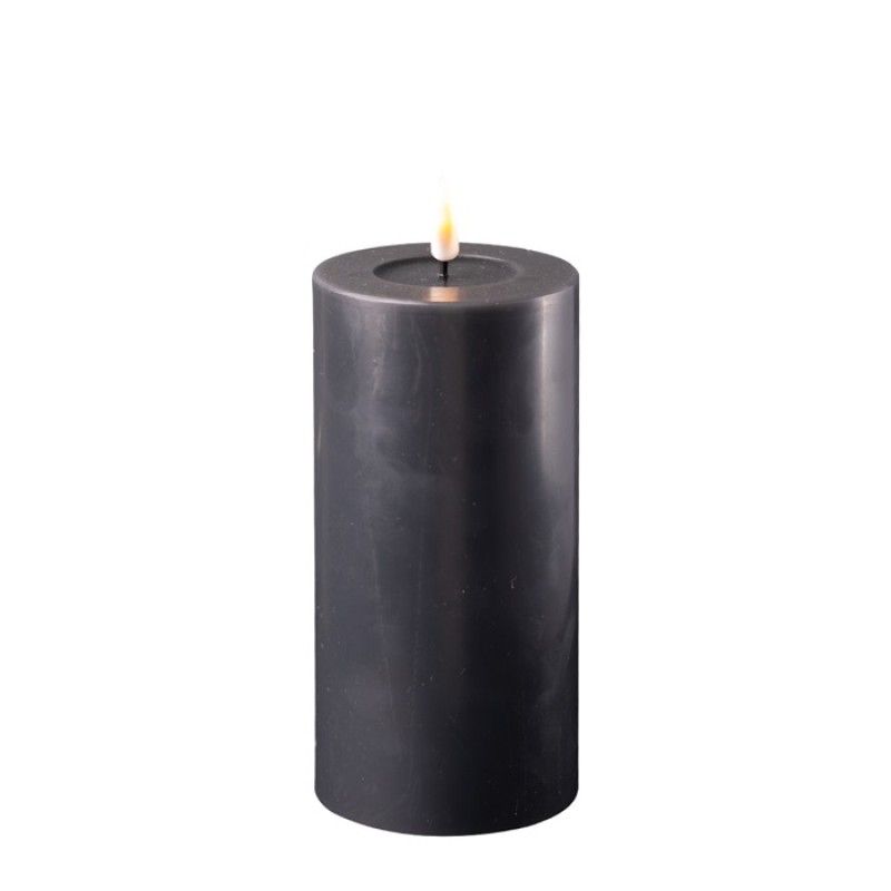 LED Batteri Kubbelys, Sort, Ø:7,5 H:15 cm